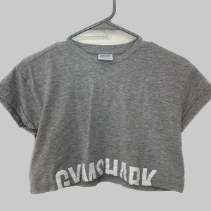Gymshark Fraction Crop Top, Light Grey Marl- Size XS